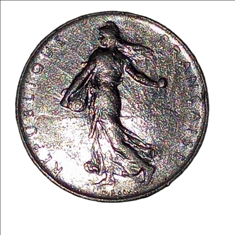 Antique Vintage 1970 France Silver 1 Franc Coin